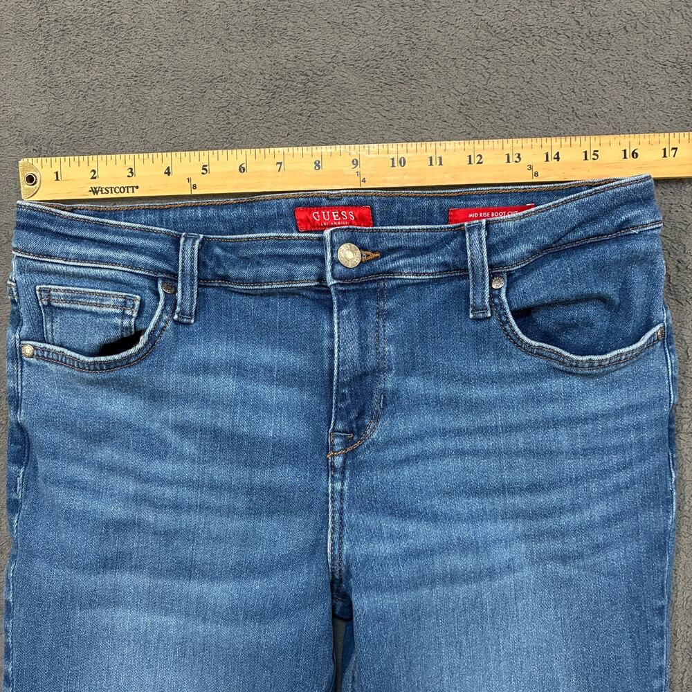 GUESS Blue Mid Rise Bootcut Jeans Medium Wash Cotton Denim Women's Size 31 - Picture 5 of 10